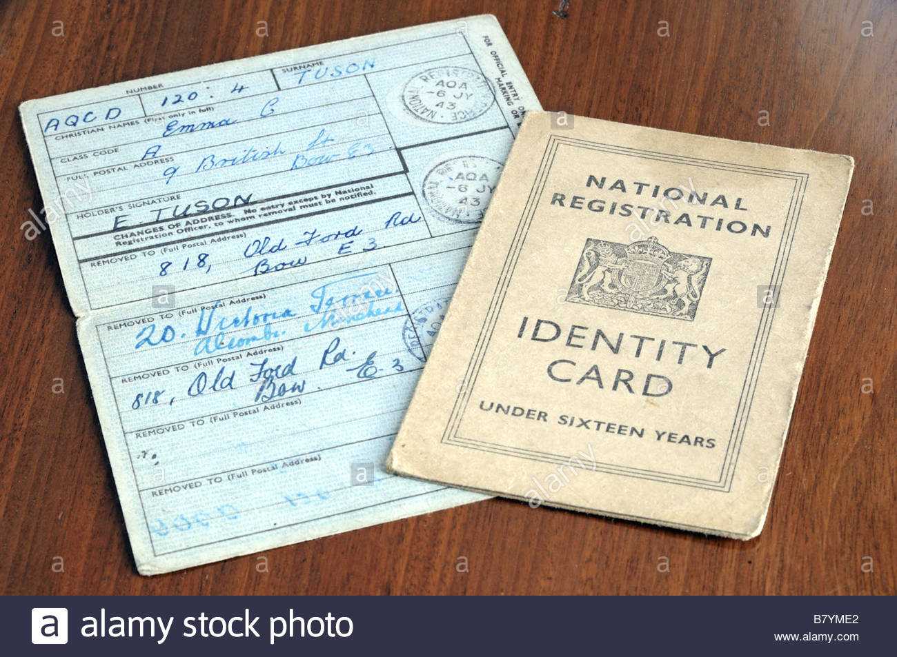 National Registration Identity Card Stock Photos & National Inside World War 2 Identity Card Template