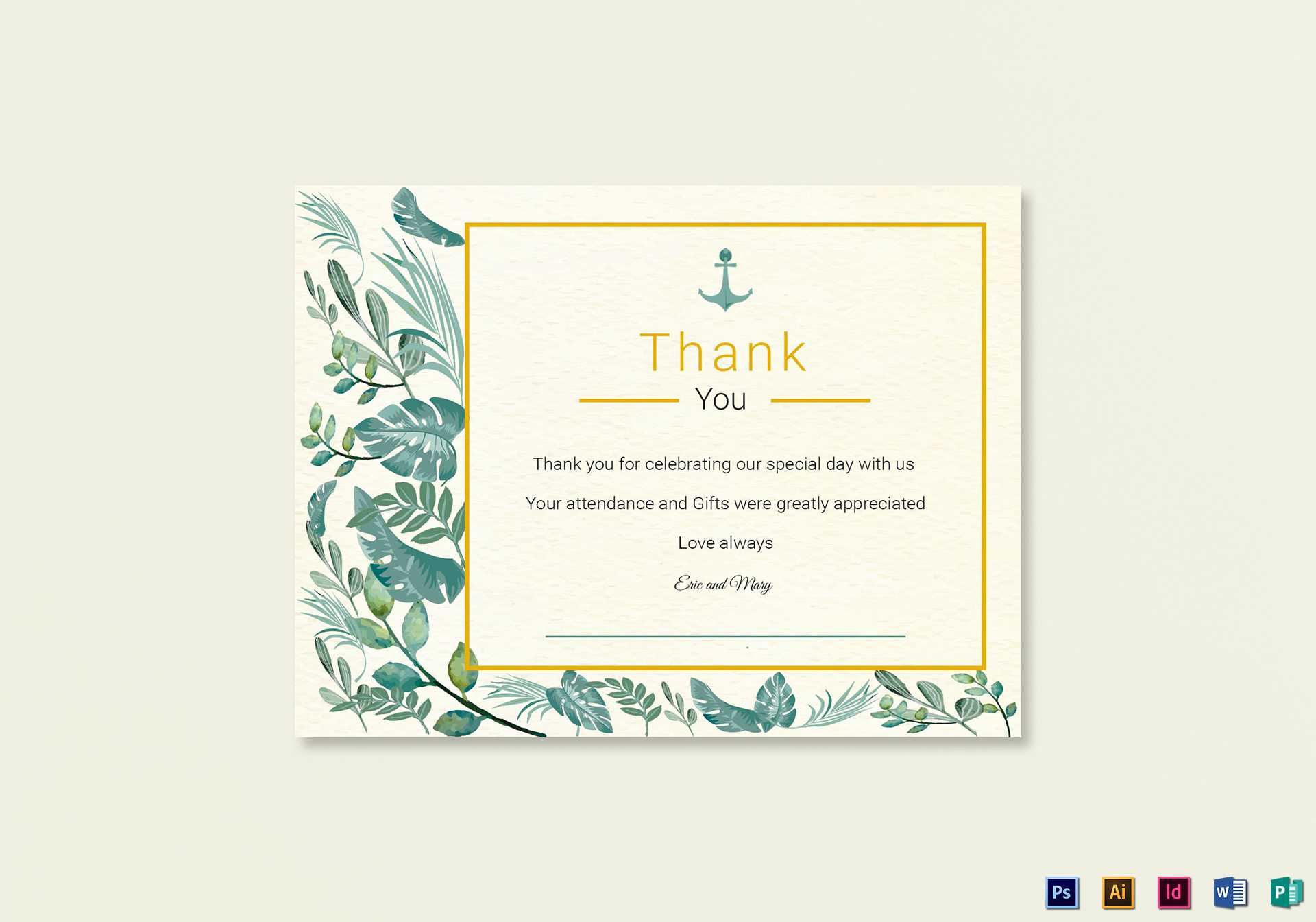 Nautical Thank You Card Template Inside Thank You Card Template Word