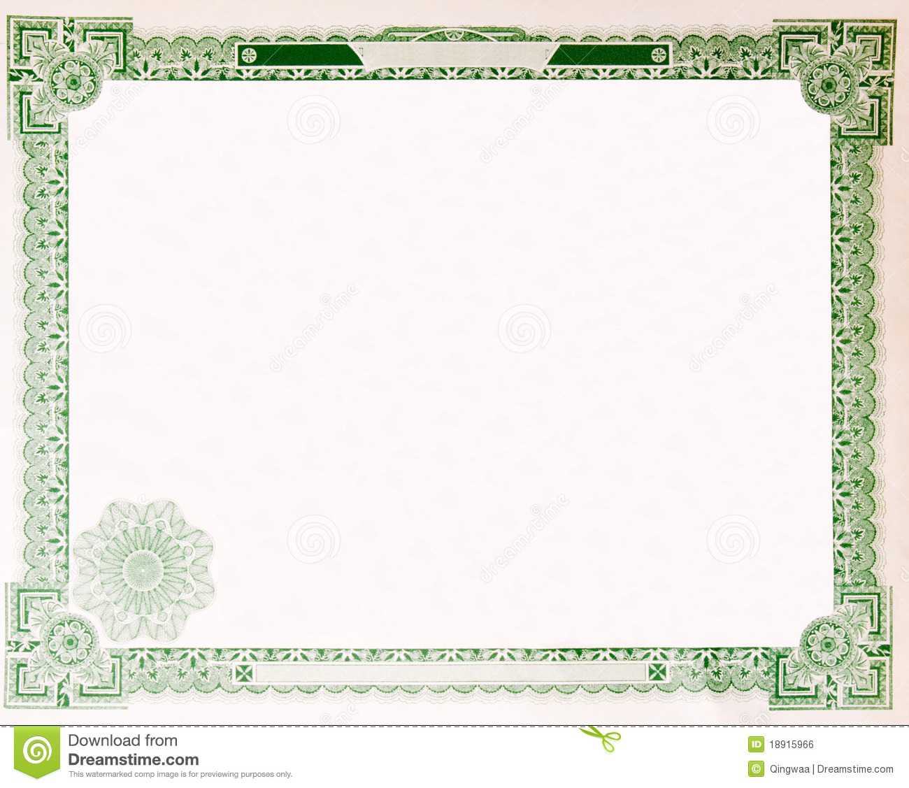 Old Vintage Stock Certificate Empty Border 1914 Stock Photo Regarding Free Stock Certificate Template Download