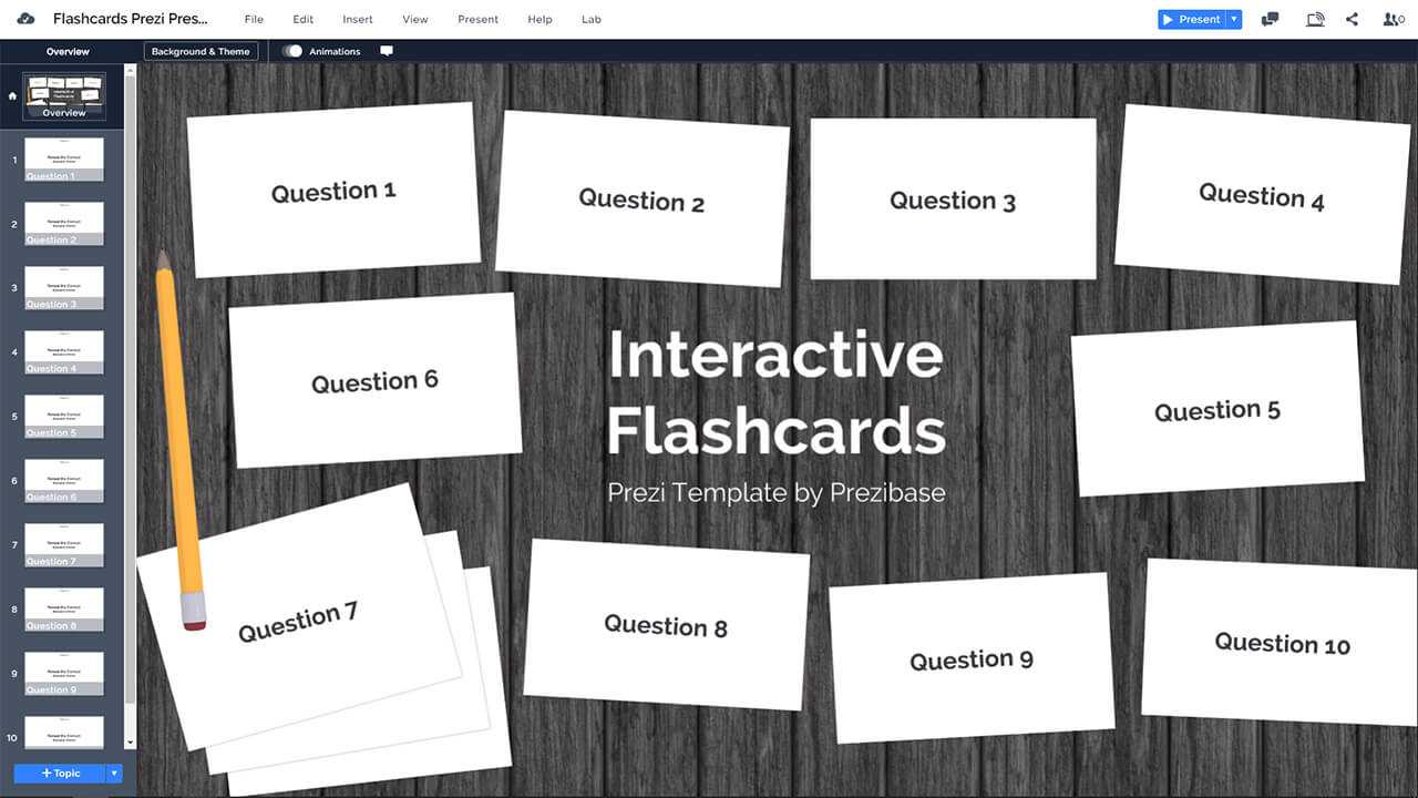 Online Flashcards Prezi Template | Prezibase In Cue Card Template Word