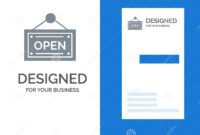 Open, Shop, Board Grey Logo Design And Business Card in Business Card Template Open Office