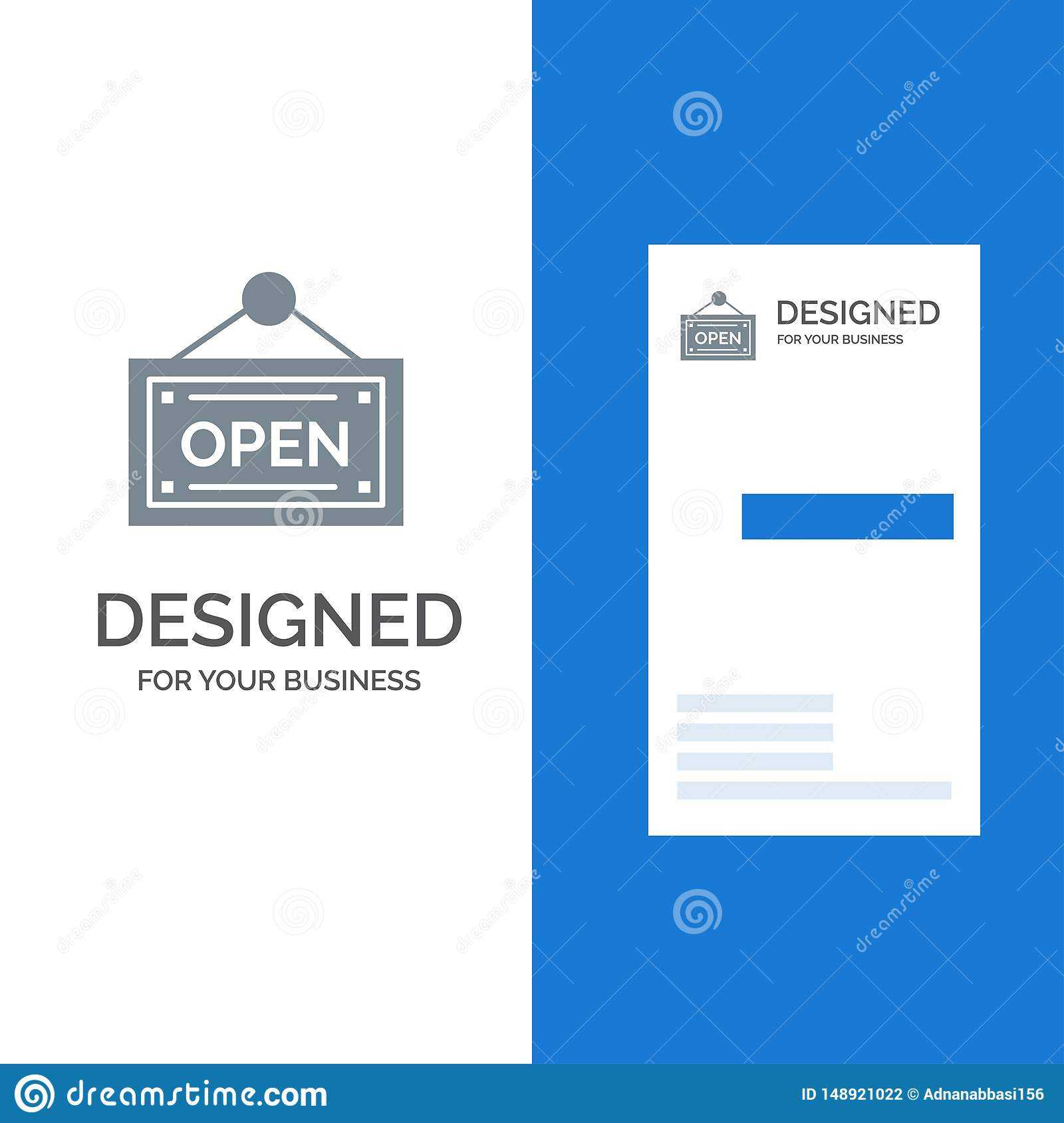 Open, Shop, Board Grey Logo Design And Business Card In Openoffice Business Card Template