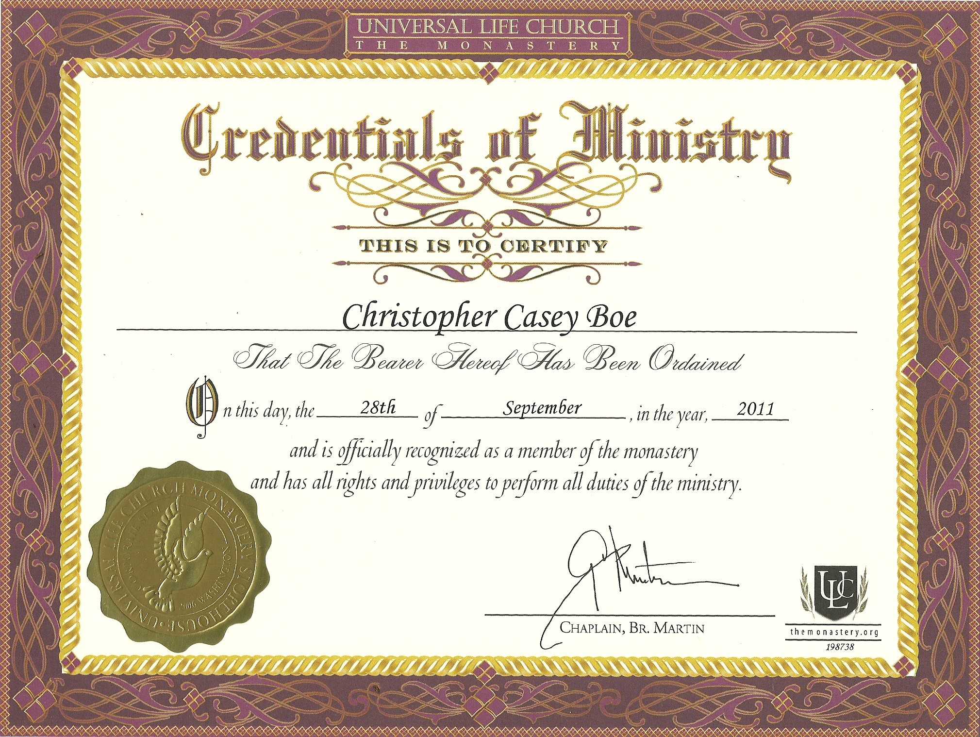 Ordination Certificate Template Example – Carlynstudio Intended For Ordination Certificate Templates