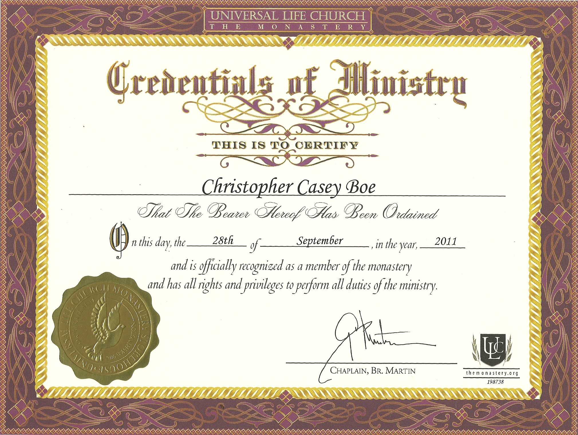Ordination Certificate Template Example – Carlynstudio Regarding Life Membership Certificate Templates
