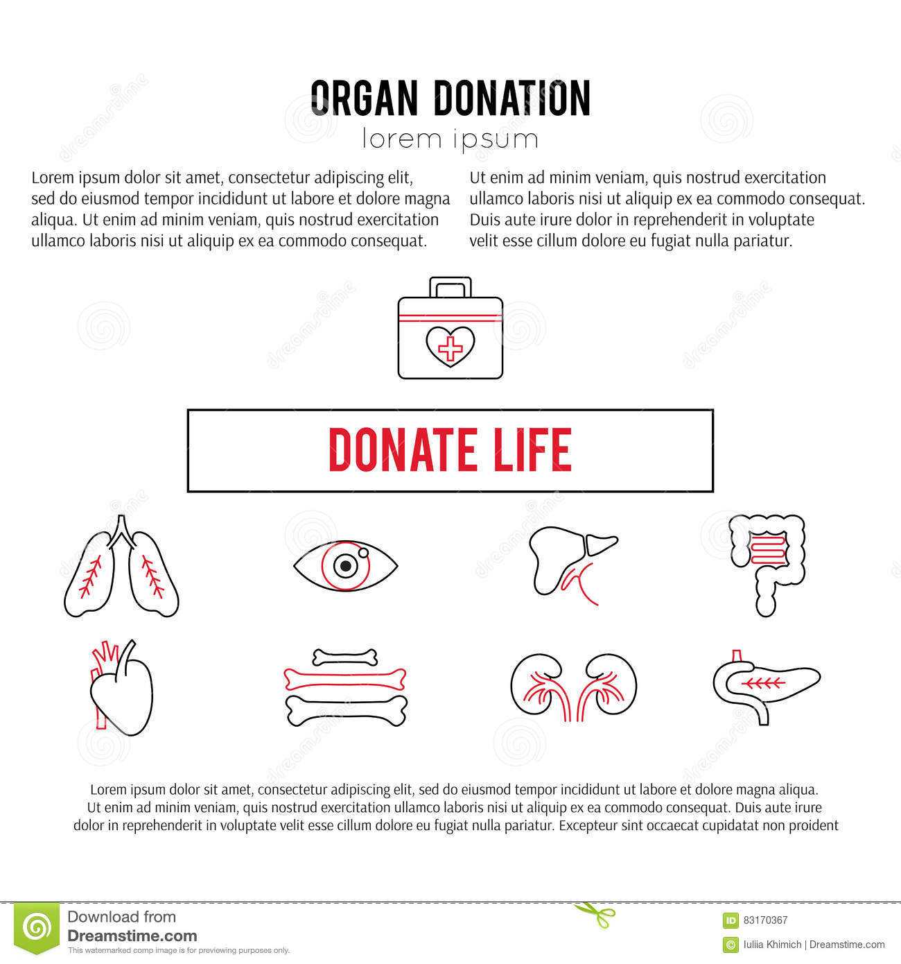 Organ Donation Template Stock Vector. Illustration Of Lung For Donation Cards Template