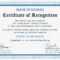 Outstanding Student Recognition Certificate Template For Certificate Of Recognition Word Template