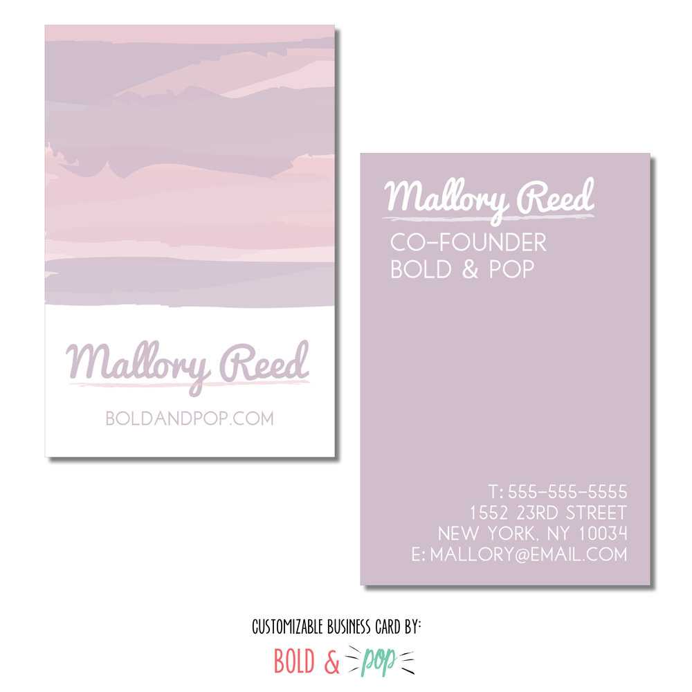 Pastel Watercolor Business Card Template — Bold & Pop | Social Media,  Branding And Squarespace Website Design Intended For Adobe Illustrator Business Card Template