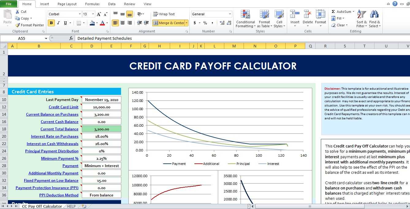 Pay Down Credit Card Calculator – Milas.westernscandinavia With Regard To Credit Card Payment Spreadsheet Template