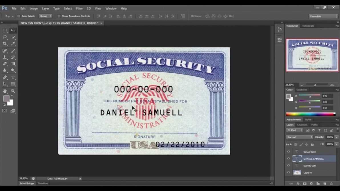 Pdf Social Security Card Template Regarding Social Security Card Template Photoshop