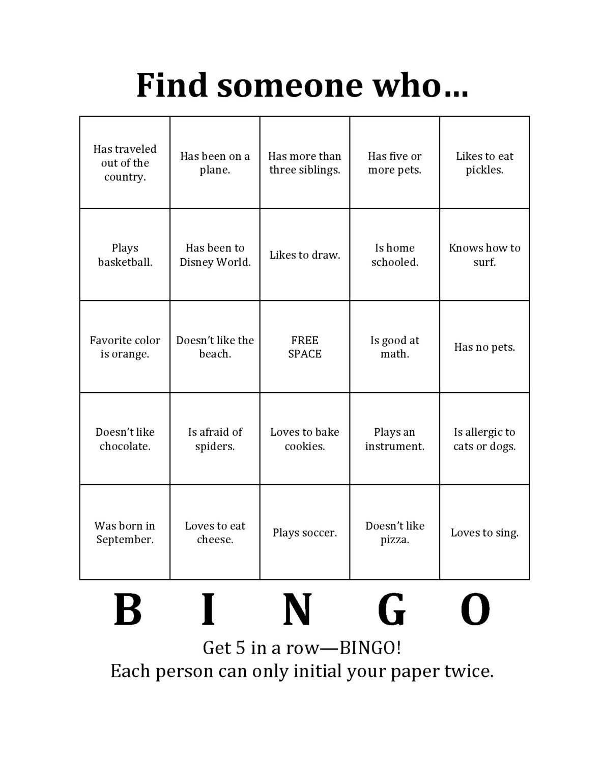 People Bingo Icebreaker Worksheet | Printable Worksheets And throughout ...