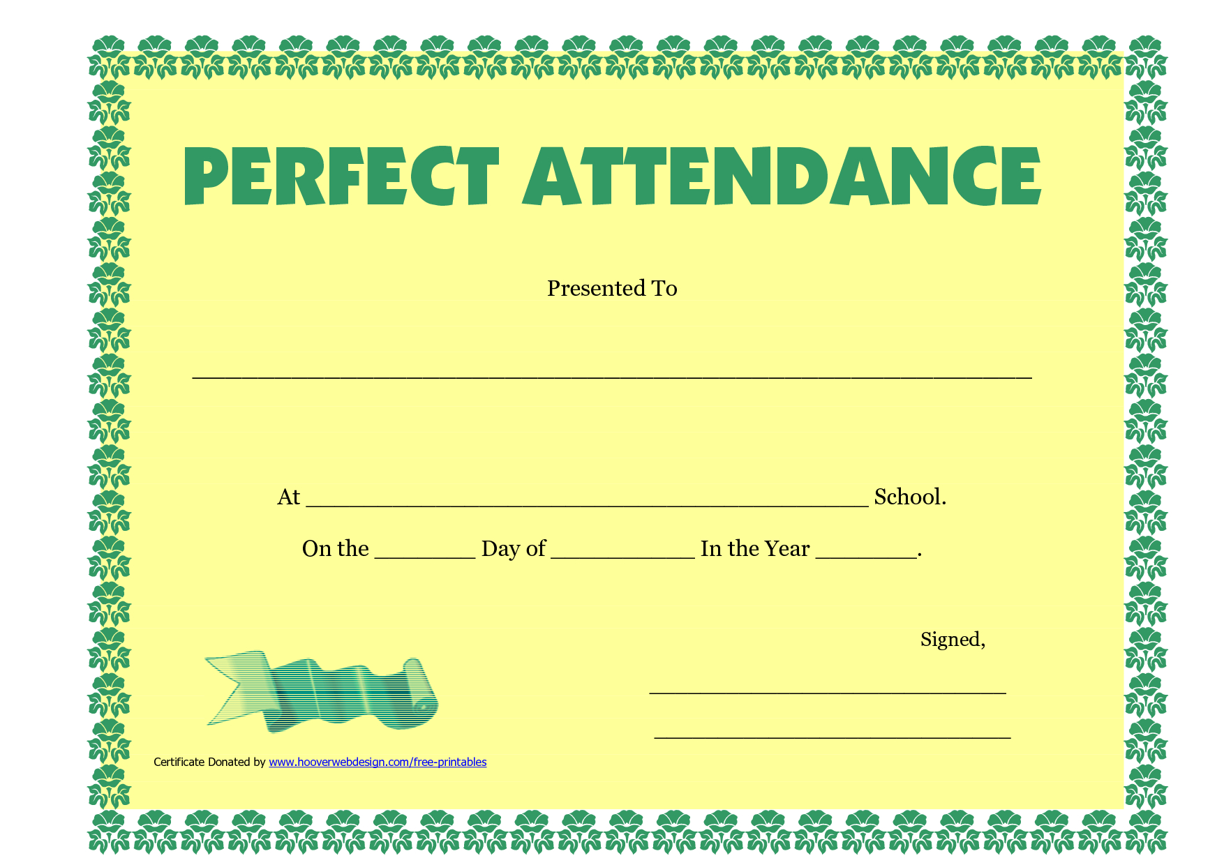 Perfect Attendance Award Clipart Intended For Perfect Attendance Certificate Free Template