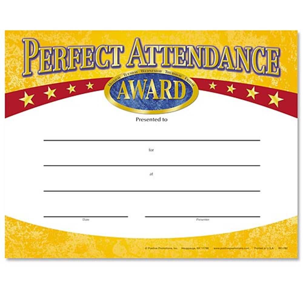 Perfect Attendance Yellow Gold Foil Stamped Certificates Within Perfect Attendance Certificate Template