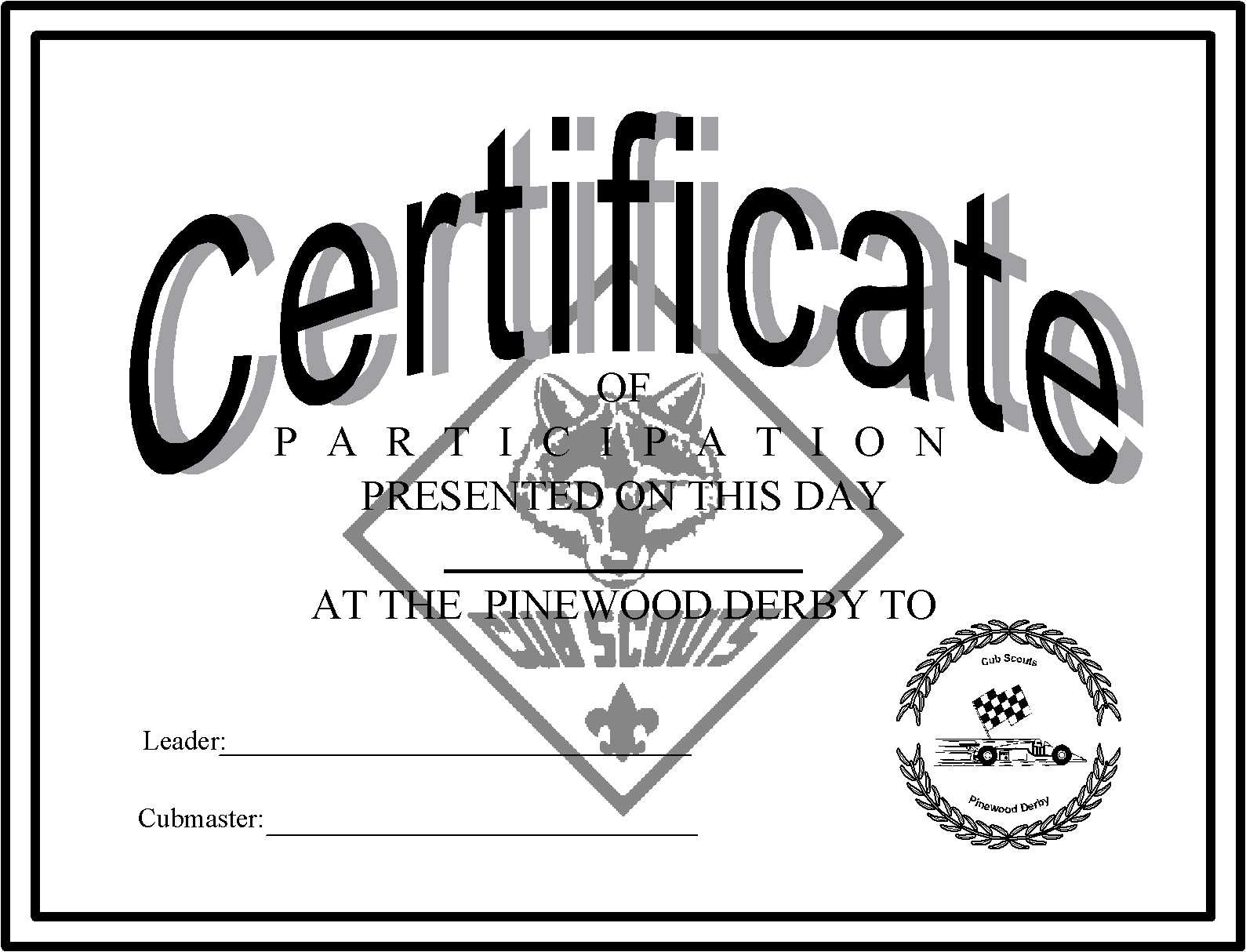 Pinewood Derby Certificates – The Idea Door Pertaining To Pinewood Derby Certificate Template