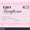 Pink Horizontal Gift Certificate Template Stock Vector Pertaining To Pink Gift Certificate Template