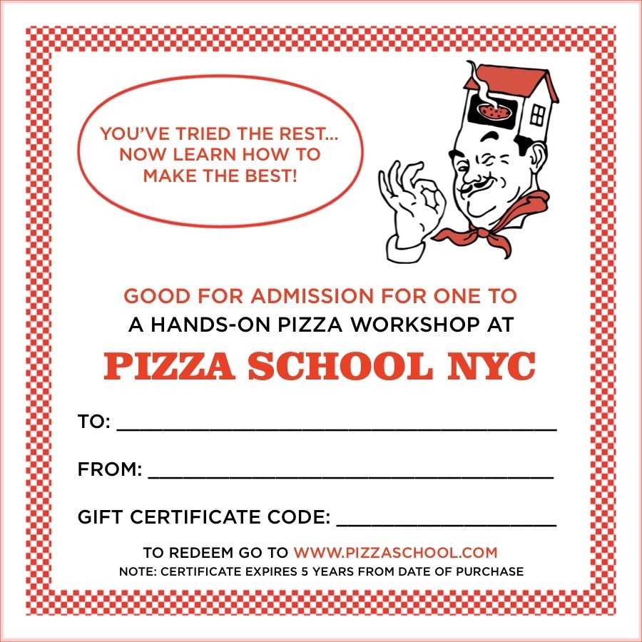 Pizza Workshop For One Within Pizza Gift Certificate Template