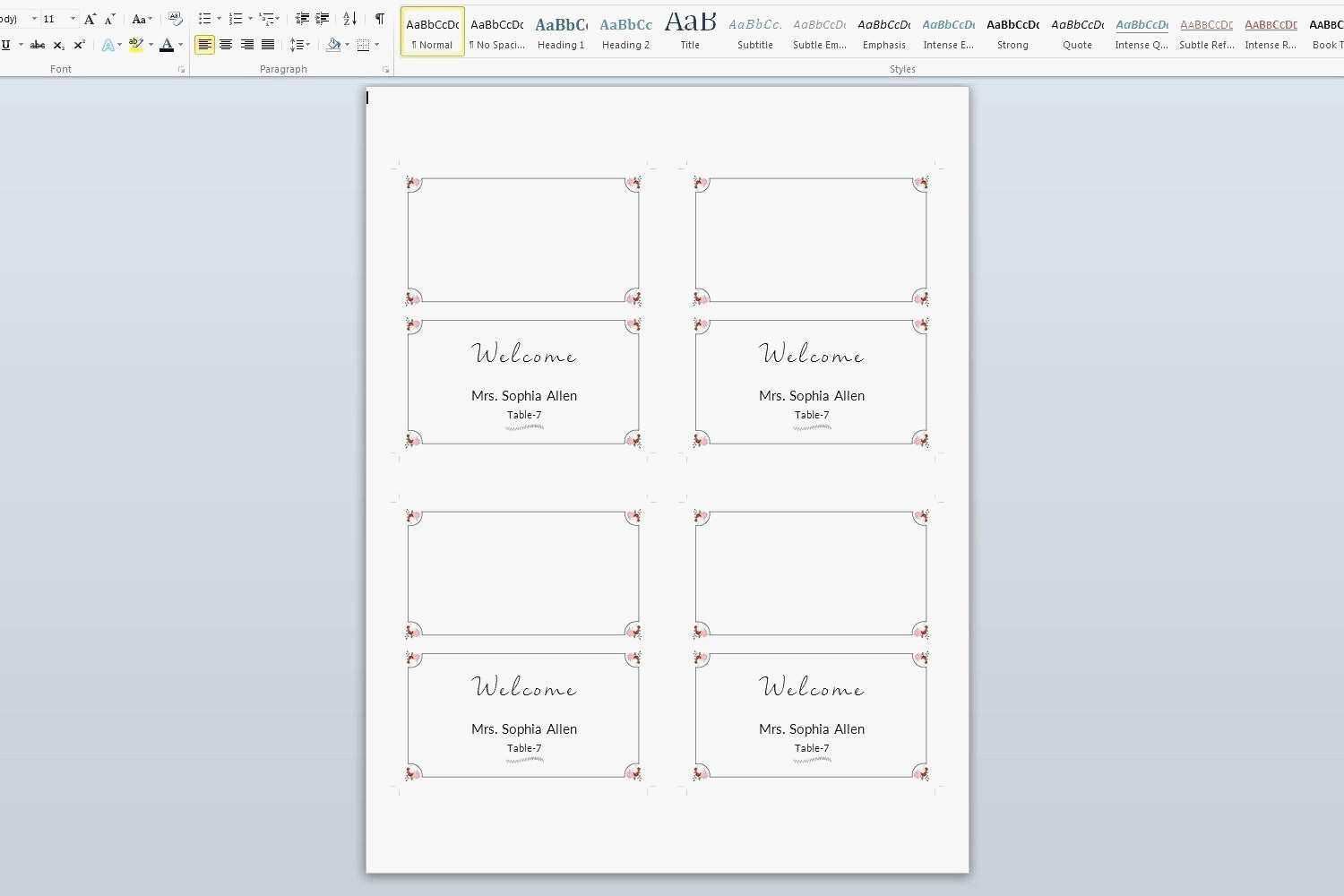 Placecard Templates – Milas.westernscandinavia For Free Template For Place Cards 6 Per Sheet