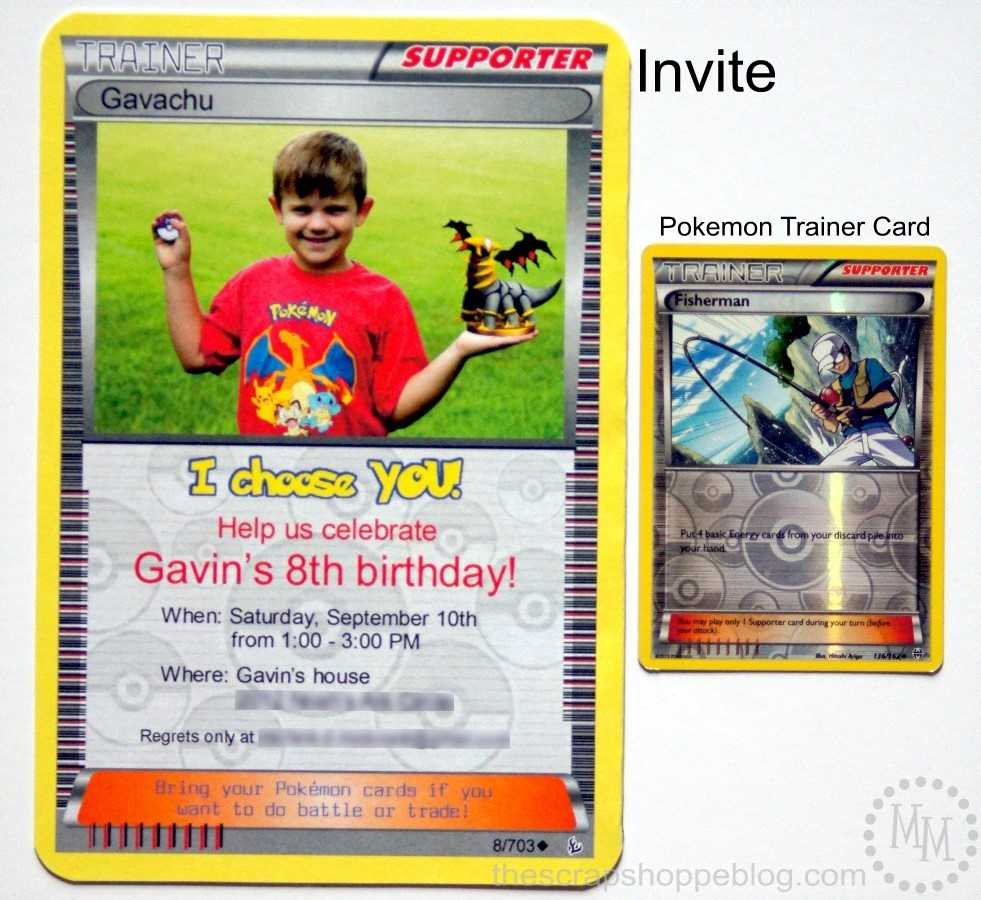 Pokémon Card Birthday Invitation – The Scrap Shoppe With Pokemon Trainer Card Template