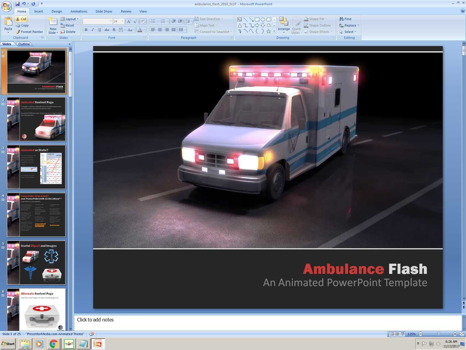 Powerpoint: Ambulance Flash Presentation Template In Ambulance Powerpoint Template