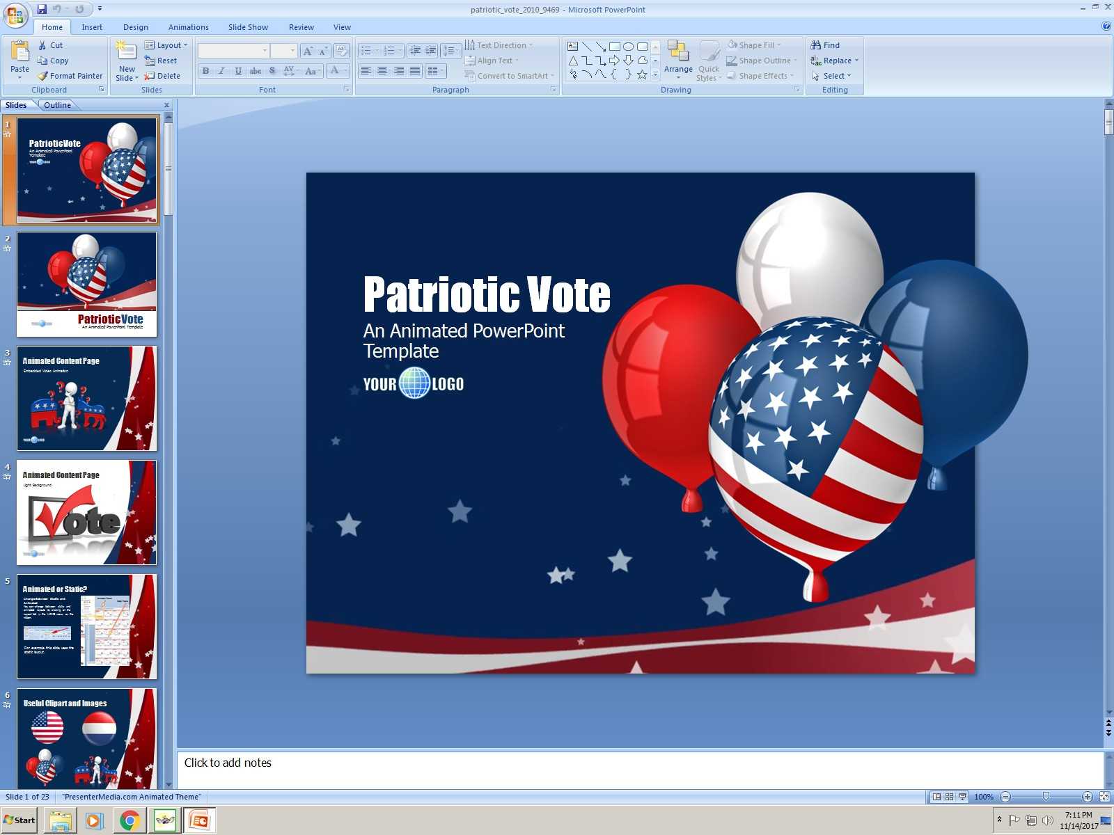 Powerpoint Animated Presentation Template: Patriotic Vote Regarding Patriotic Powerpoint Template