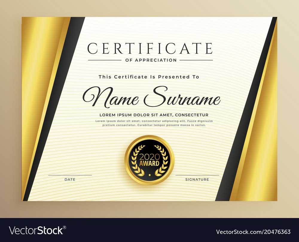 Premium Certificate Template Design With Golden For High Resolution Certificate Template