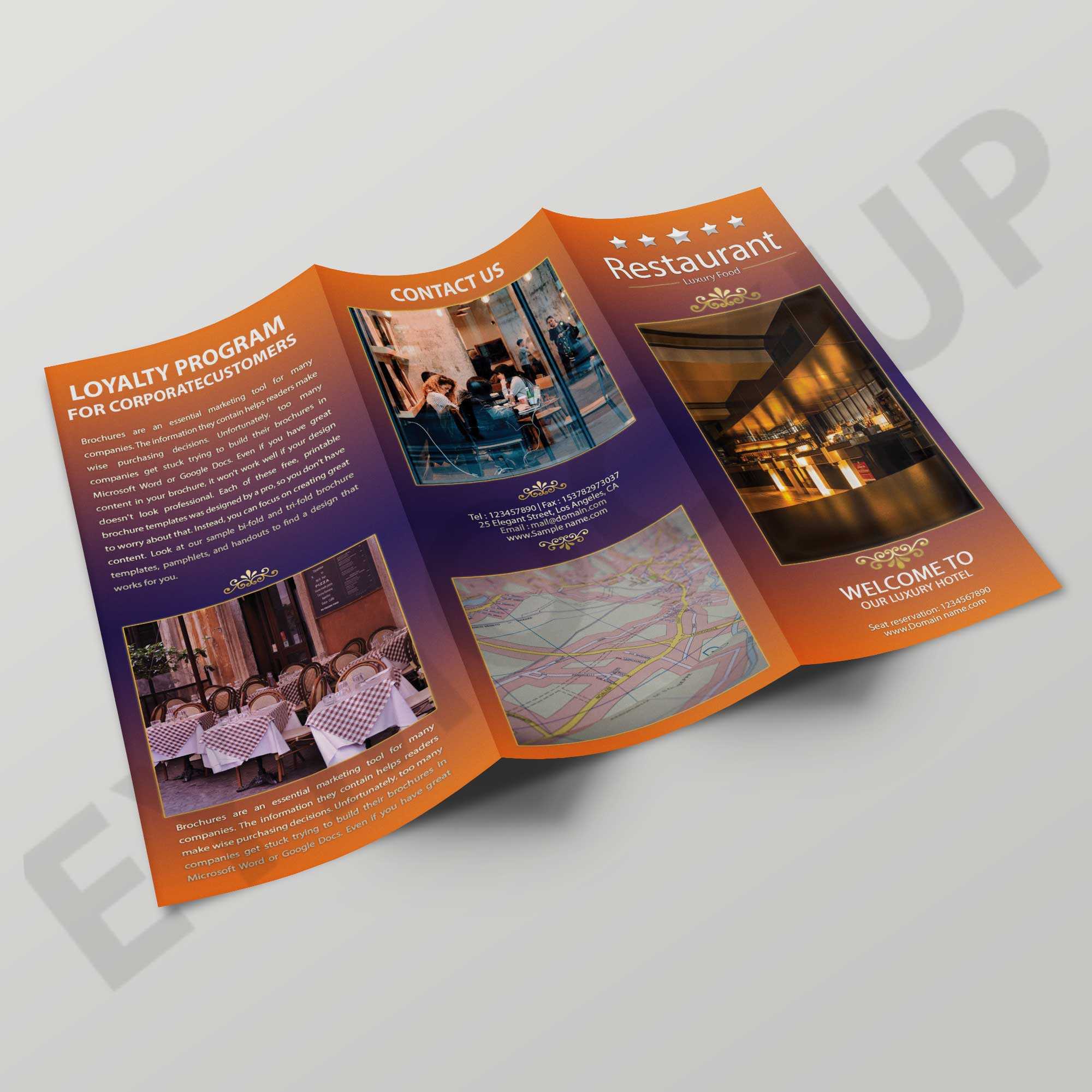 Premium Hotel Tri Fold Brochure Template Inside Hotel Brochure Design Templates