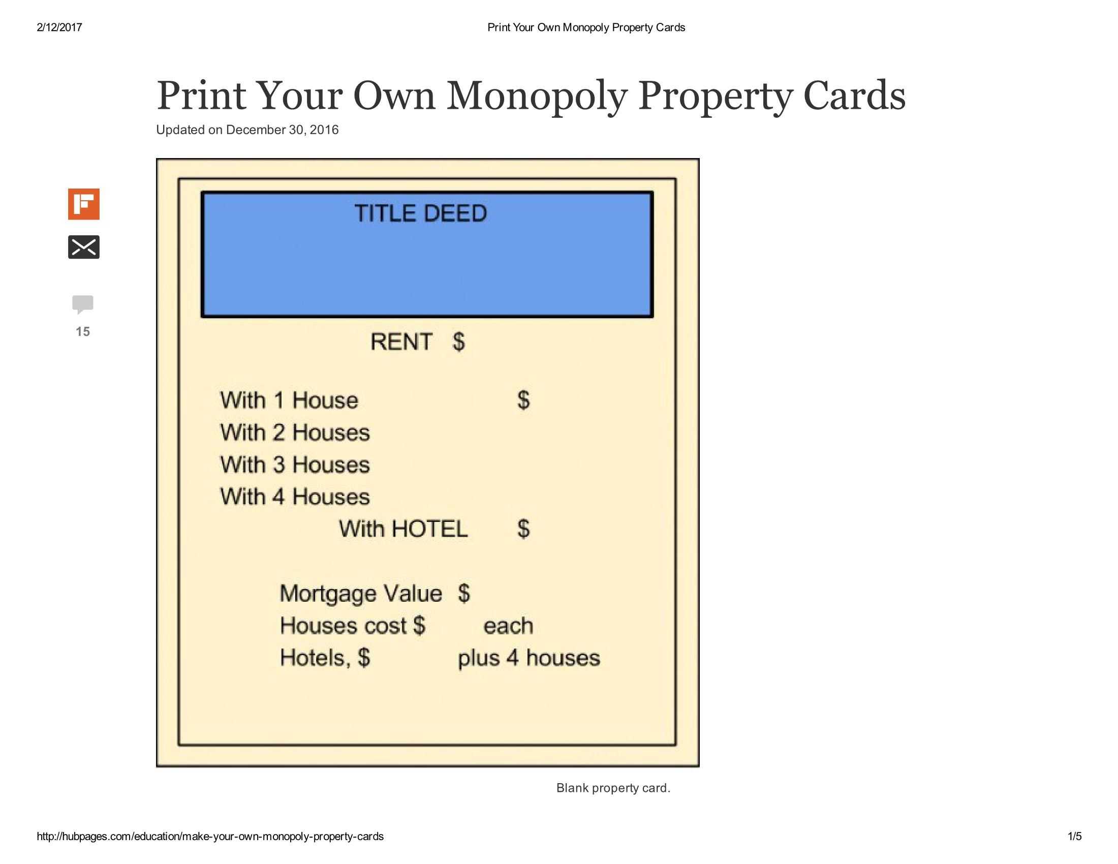 Print Your Own Monopoly Property Cards Document Pages 1 – 5 For Monopoly Property Card Template