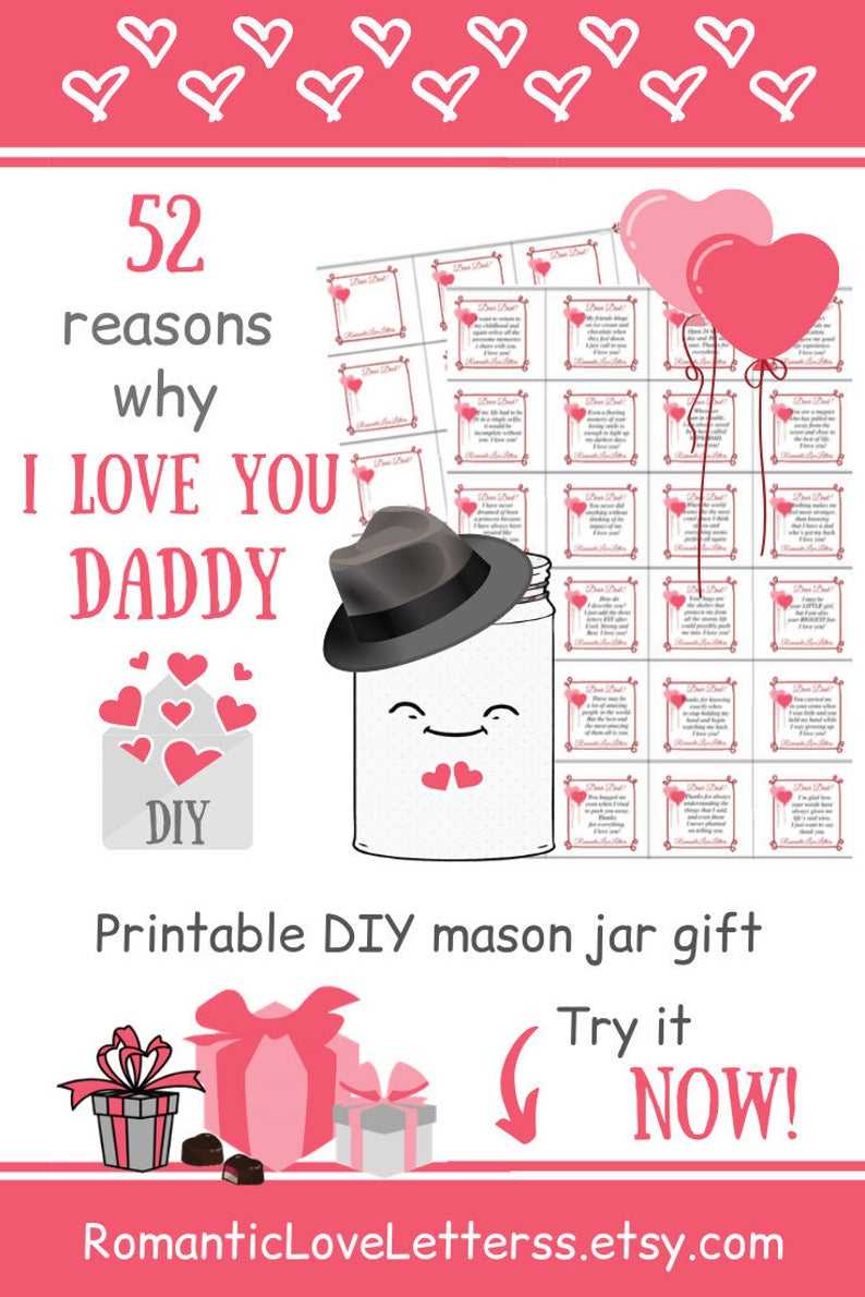 Printable 52 Reasons Why I Love You Daddy Quotes Note Cards Sentimental Diy  Gifts For Dad From Daughter To Father Quotes Thank You Dad Gifts Pertaining To 52 Reasons Why I Love You Cards Templates