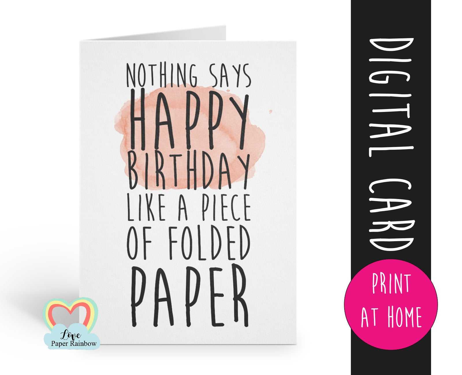 Printable Birthday Card Template Funny Birthday Card Instant Within Foldable Birthday Card Template