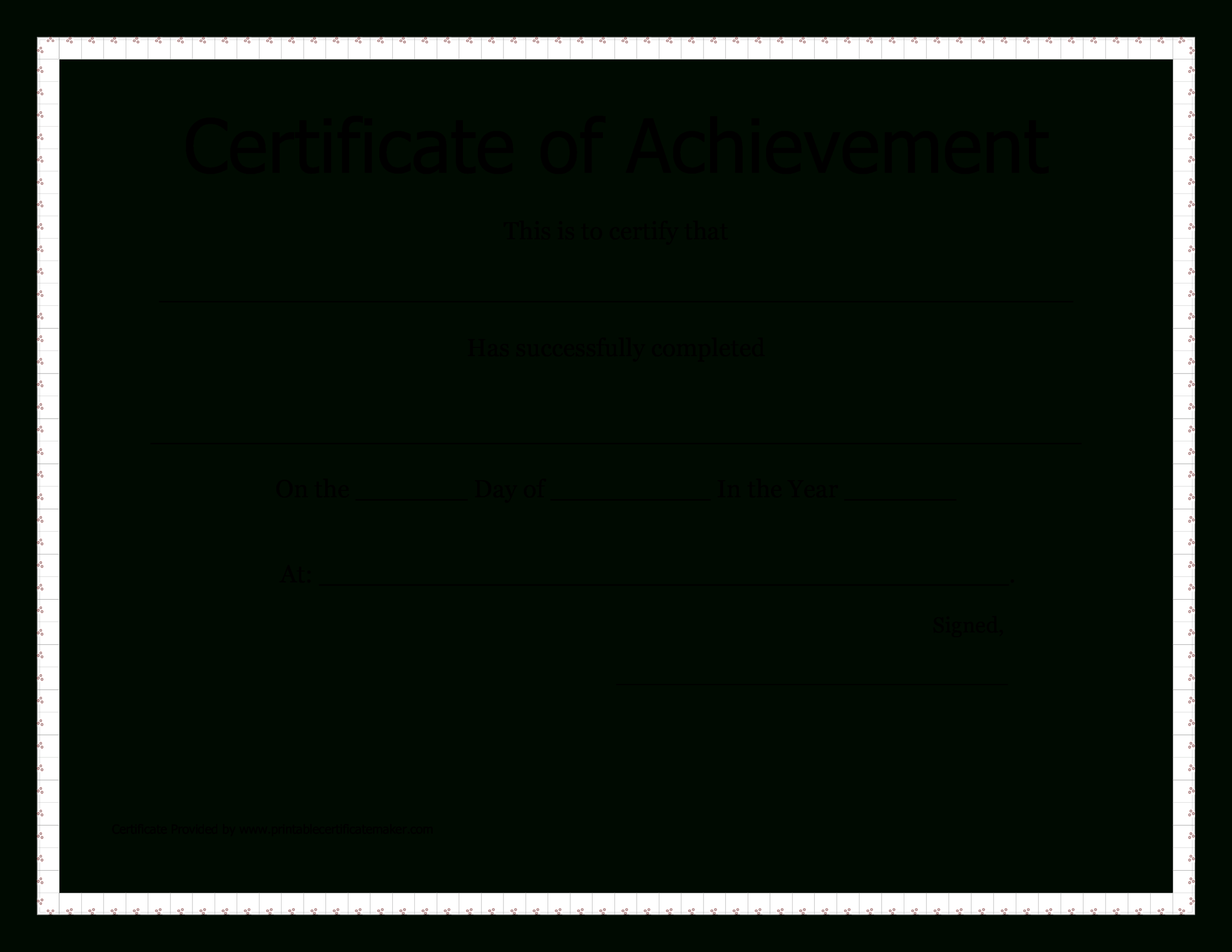 Printable Certificate Of Achievement | Templates At Pertaining To Blank Certificate Of Achievement Template