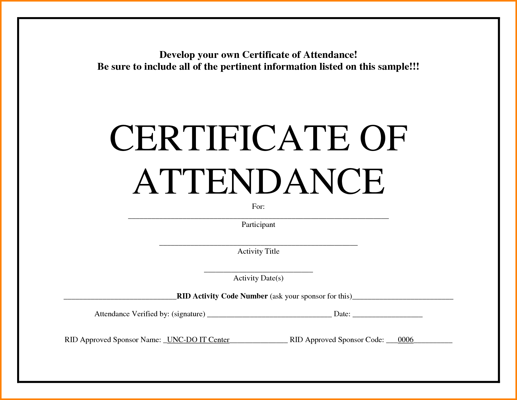 Printable Certificates Of Attendance - Milas In Attendance Certificate Template Word