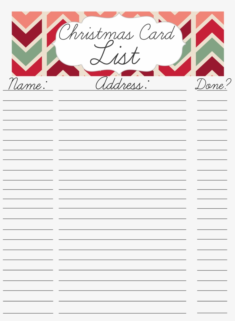 Printable Christmas Card Address List With Template With Regard To Christmas Card List Template