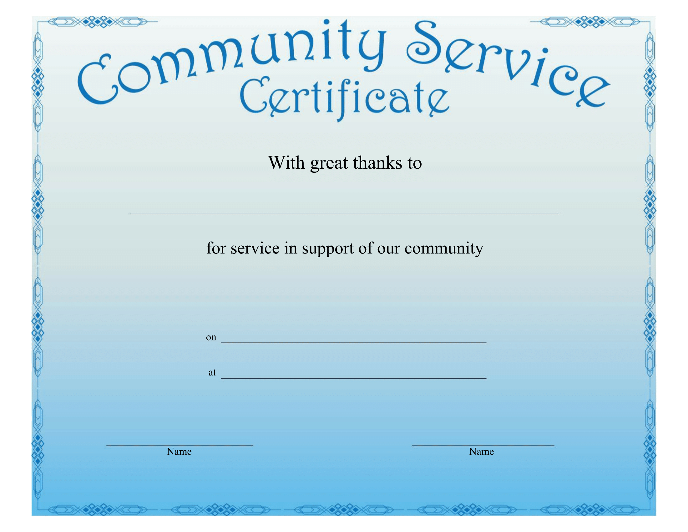 Printable Community Service Certificate – Free Download In Certificate Of Service Template Free