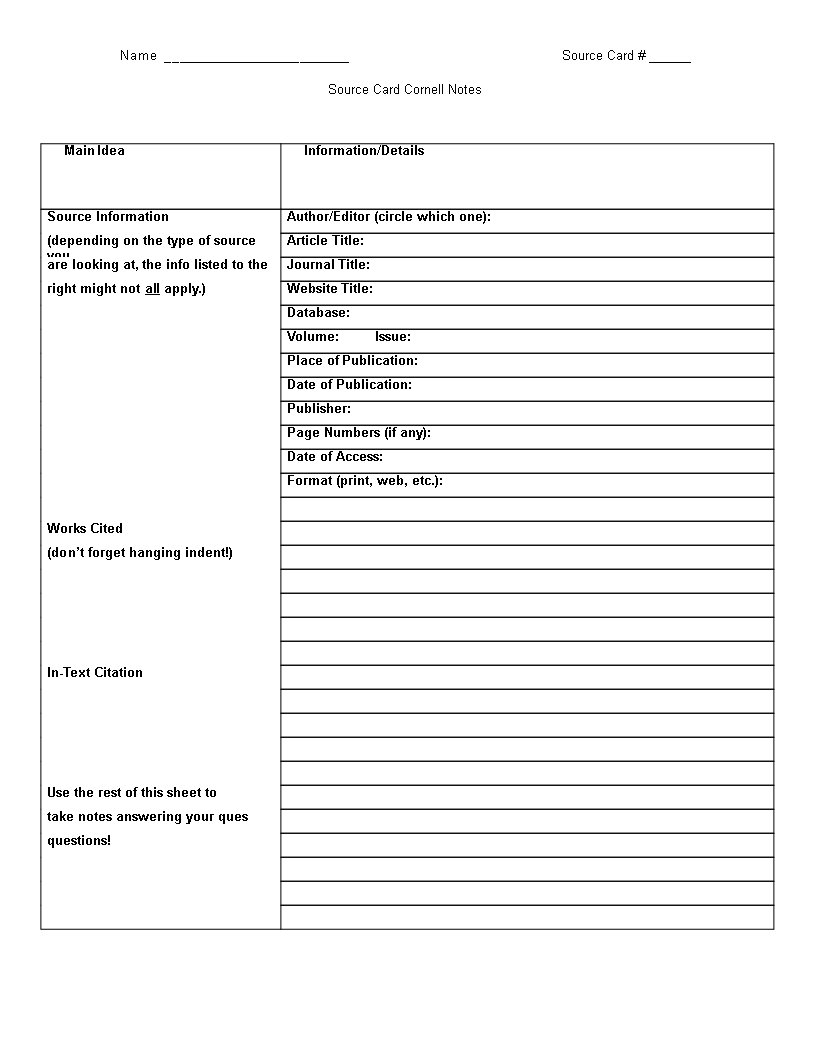 Printable Cornell Note Taking Word | Templates At Intended For Microsoft Word Note Card Template