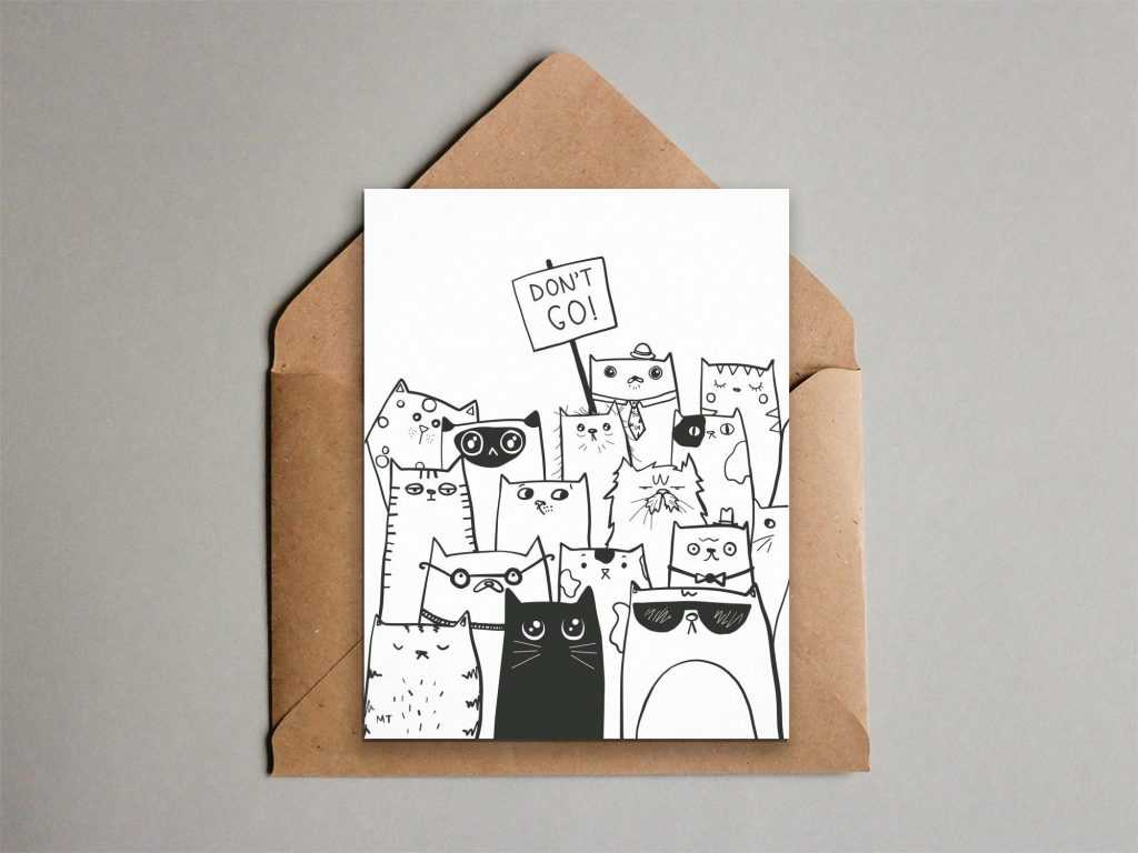 Printable Don\'t Go Goodbye Cats Greeting Card From All Etsy For Goodbye Card Template