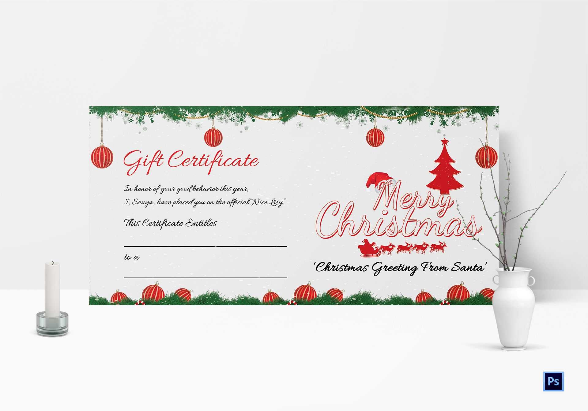 Printable Merry Christmas Gift Certificate Pertaining To Merry Christmas Gift Certificate Templates