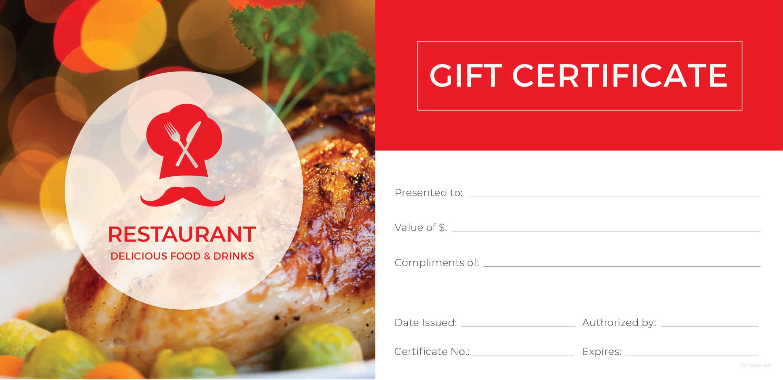 Printable Restaurant Gift Certificate | Template Business For Restaurant Gift Certificate Template