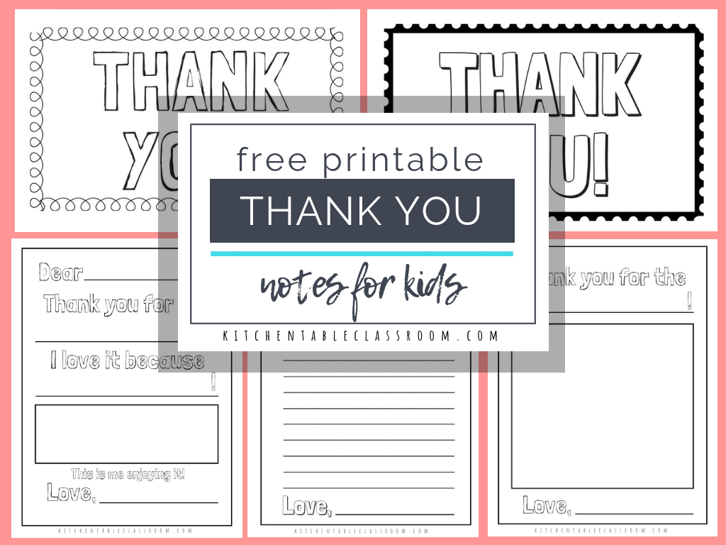 Printable Thank You Cards For Kids – The Kitchen Table Classroom Pertaining To Free Templates For Cards Print