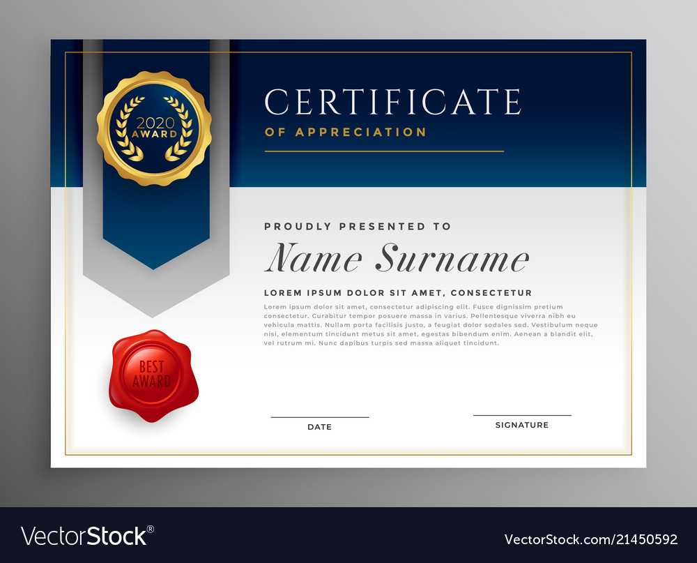 Professional Blue Certificate Template Design Throughout Professional Award Certificate Template