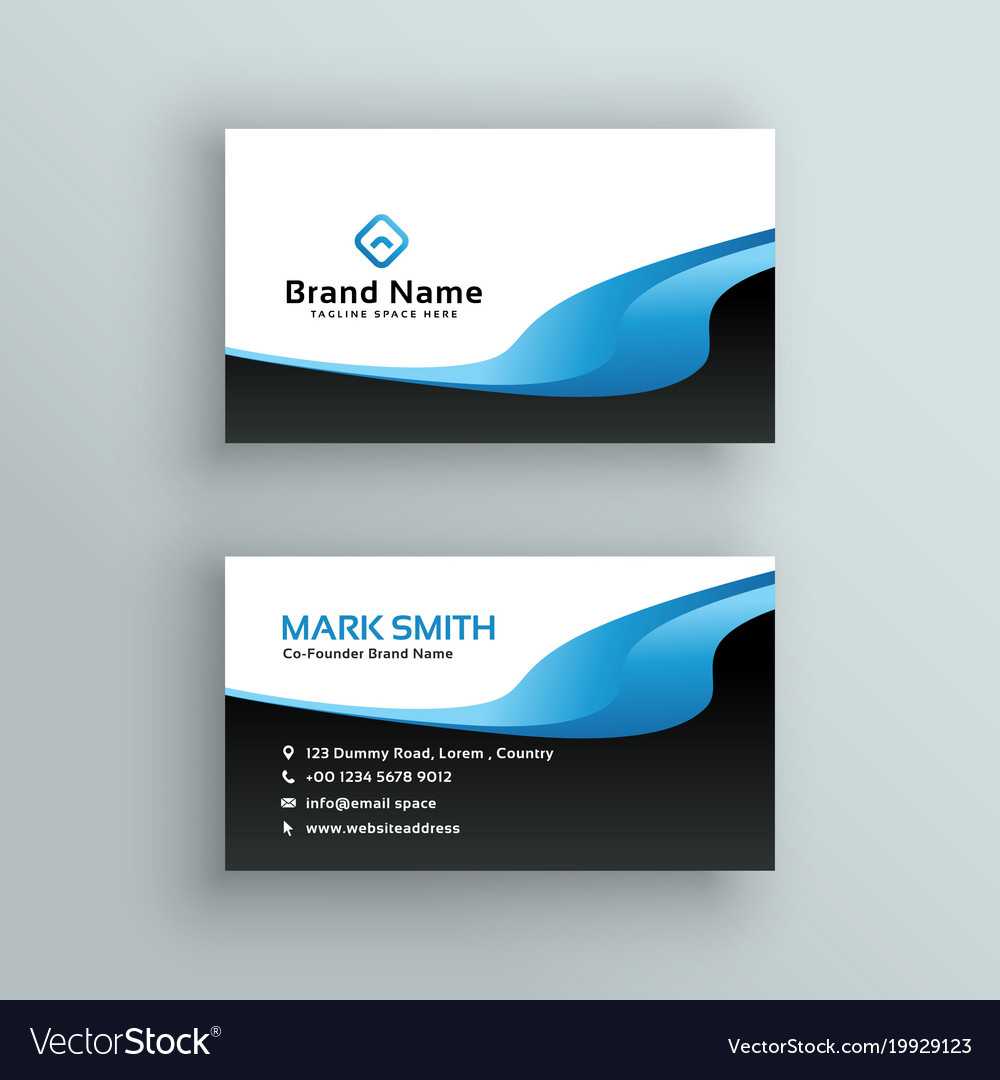 Professional Blue Wave Business Card Template For Professional Name Card Template