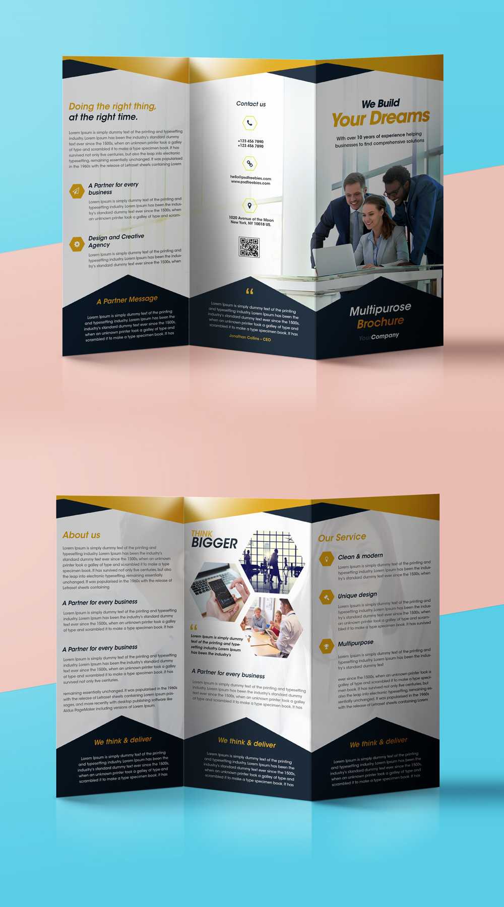 Professional Corporate Tri Fold Brochure Free Psd Template With Brochure Folding Templates