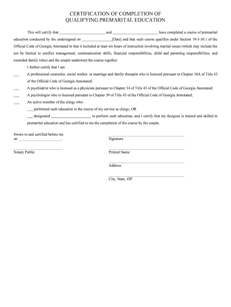 Proof Of Marriage Counseling Letter – Fill Online, Printable For Premarital Counseling Certificate Of Completion Template