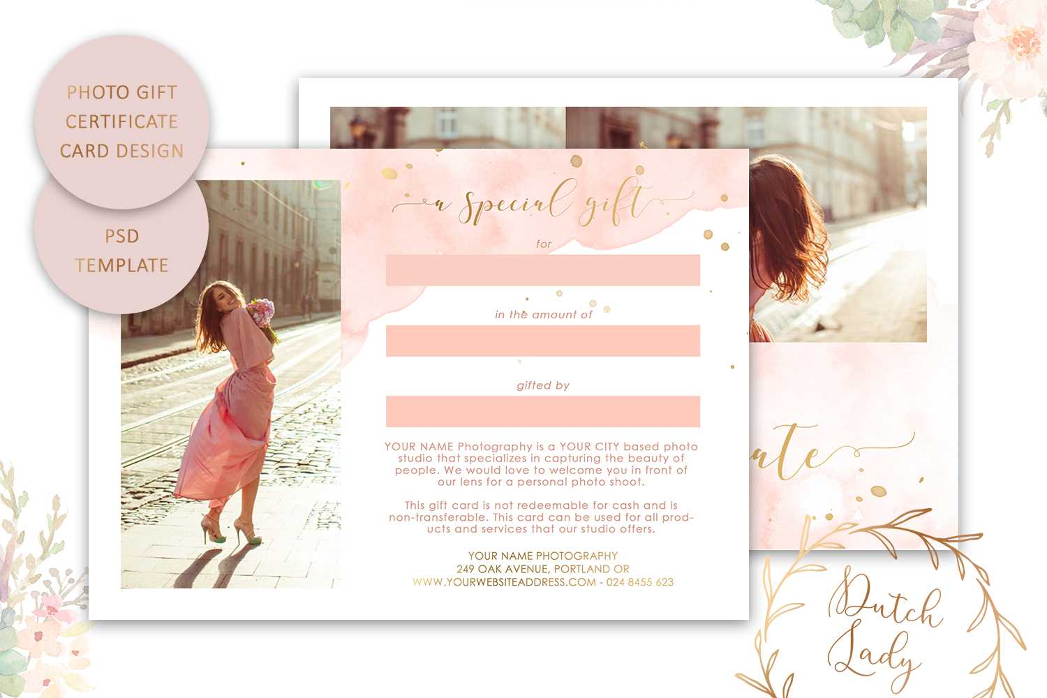 Psd Photography Gift Certificate Card Template 43 – Vsual In Gift Certificate Template Photoshop