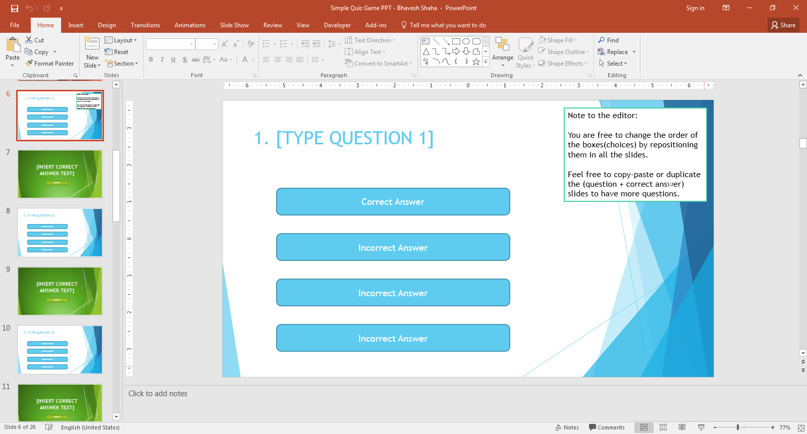 Question 1 Slide – Quiz Game For Ppt | Bhavesh Shaha Throughout Powerpoint Quiz Template Free Download