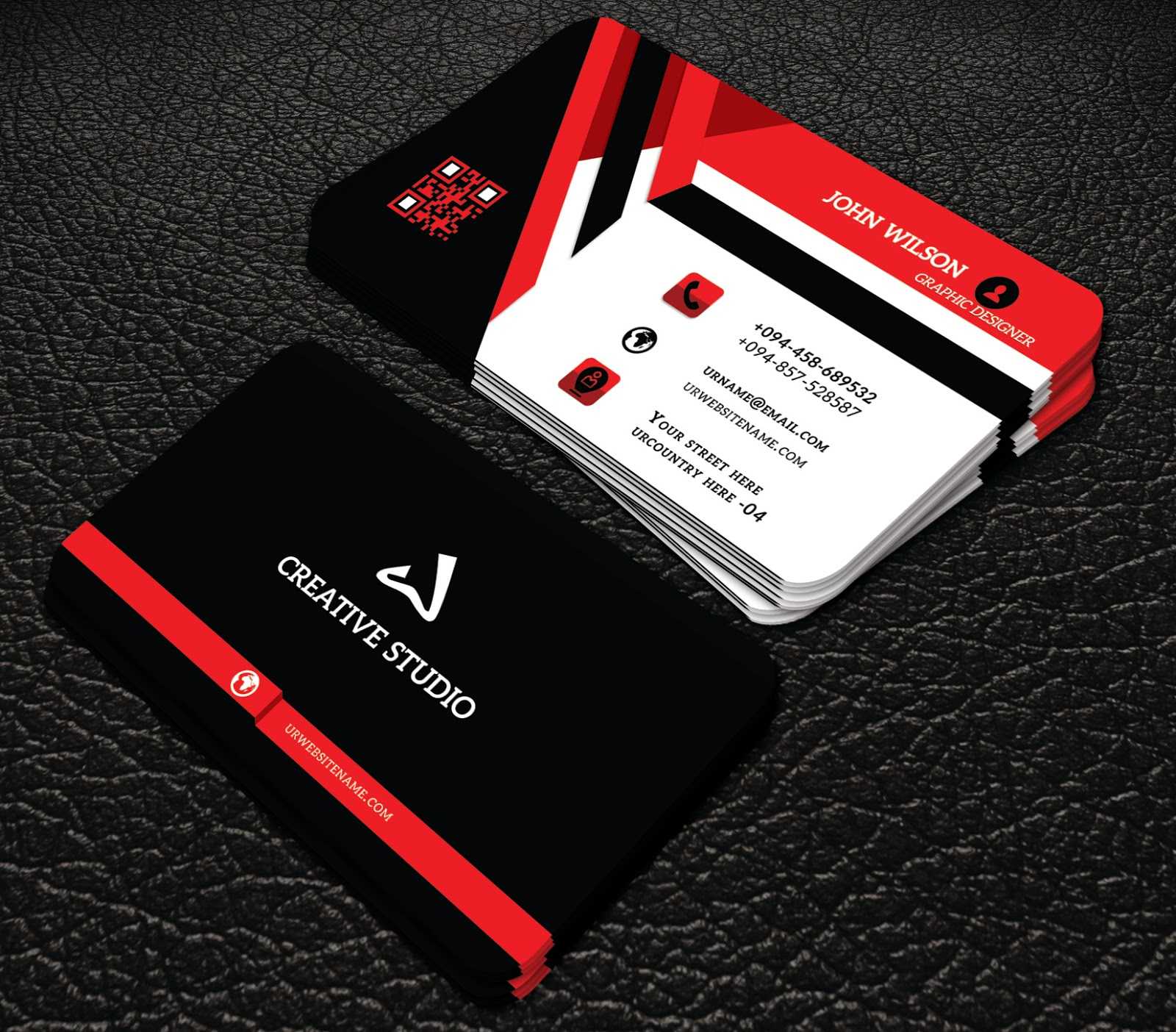 Red And Black Colour Professional Business Cards Free Regarding Professional Business Card Templates Free Download