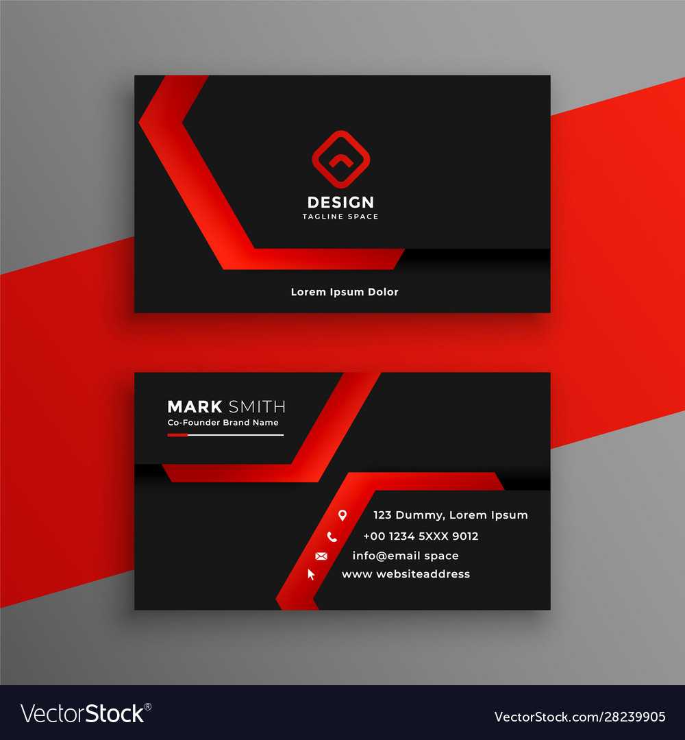 Red And Black Geometric Business Card Template With Regard To Visiting Card Illustrator Templates Download