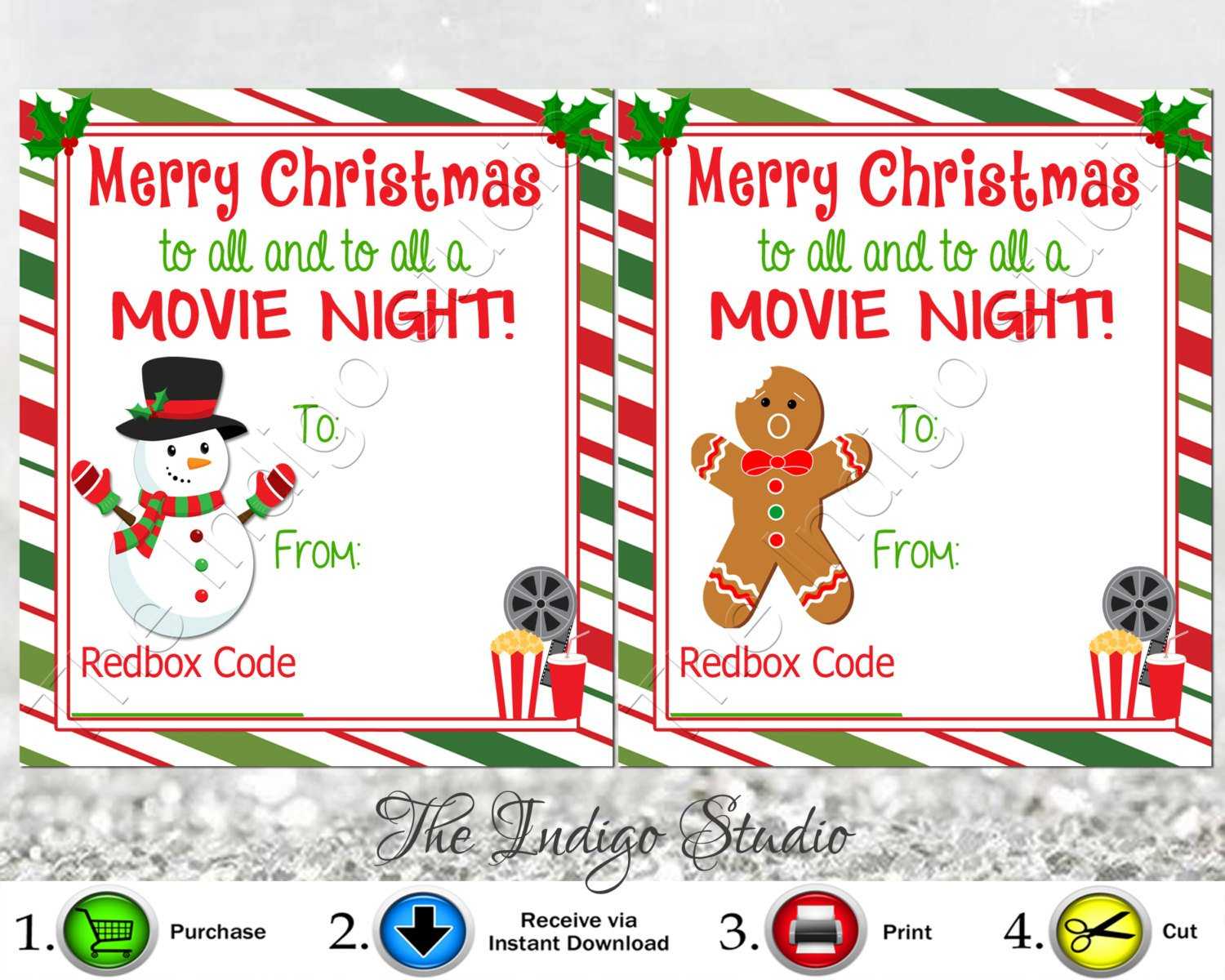 Redbox Codes Gift Tags Cards Digital Printable 4 Different Pertaining To Movie Gift Certificate Template