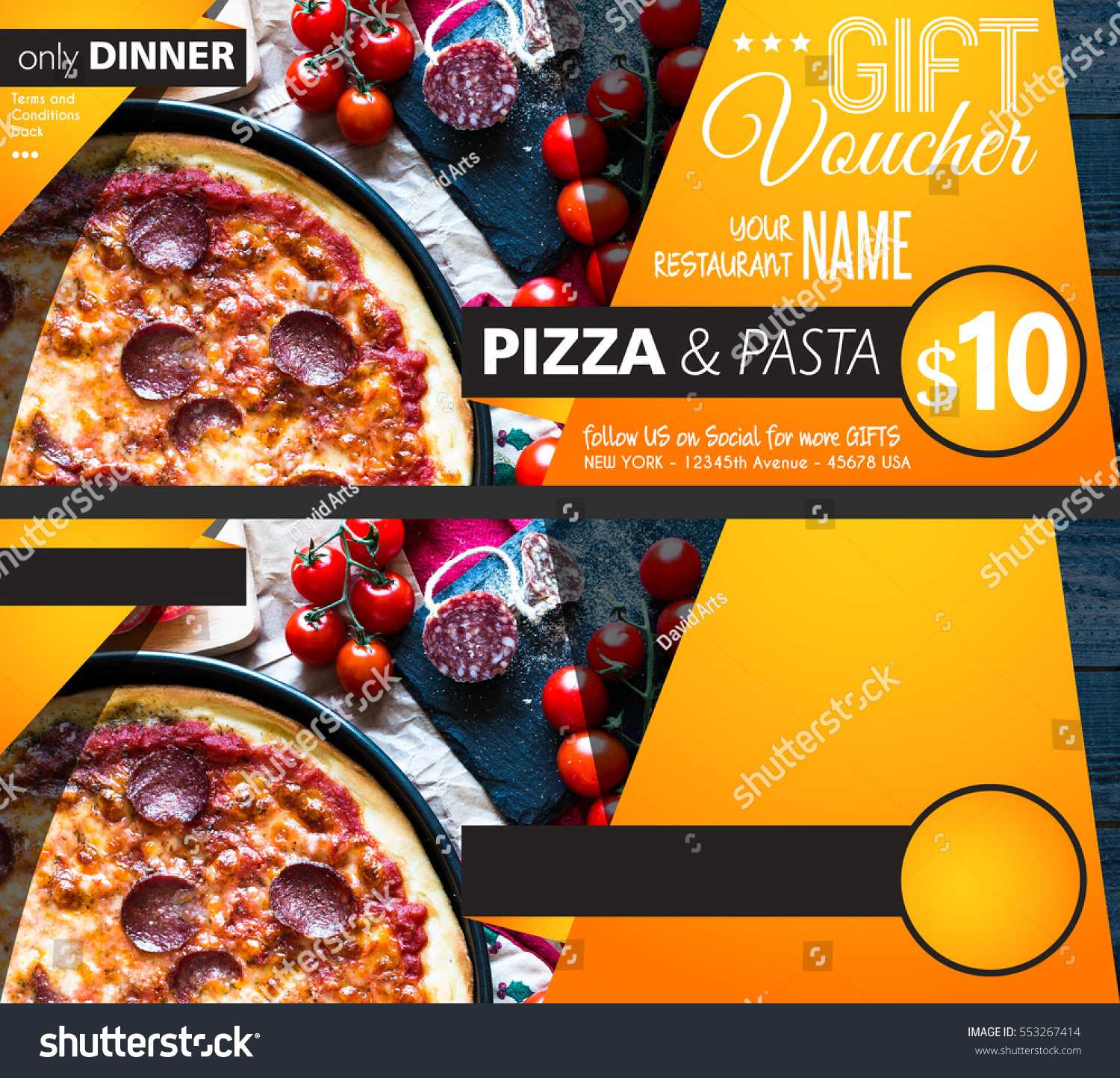 Restaurant Gift Voucher Flyer Template Delicious Stock Image Within Pizza Gift Certificate Template