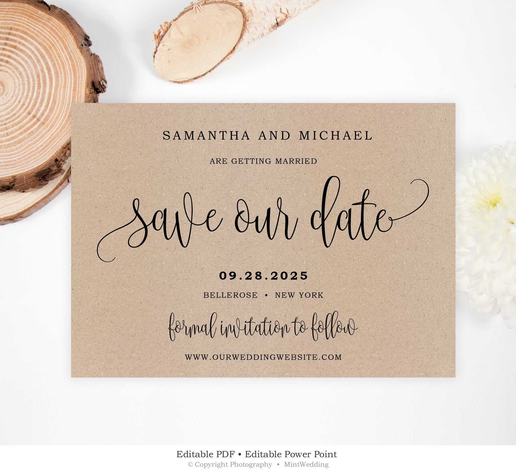 Rustic Save Our Date Card, Printable Wedding Save The Date, Kraft Save The  Date Template, Custom Save The Date Card, Instant Download Sd6 Within Save The Date Powerpoint Template