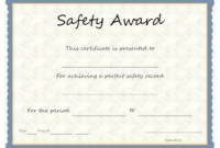 Safety Award Template - Milas.westernscandinavia within Safety Recognition Certificate Template