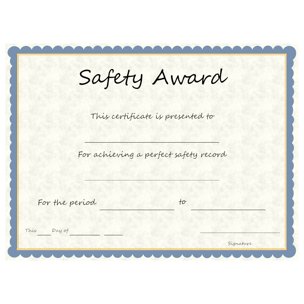 Safety Award Template - Milas.westernscandinavia Within Safety Recognition Certificate Template